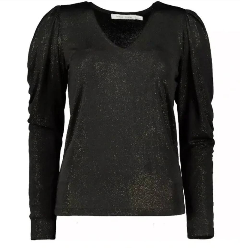 Bishop Young Alexa Shimmer Long Sleeve Top Evening Preppy Work Layering Fall S